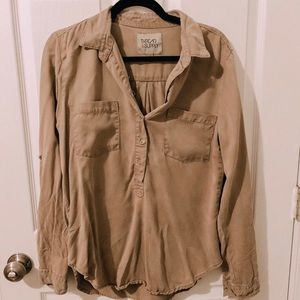 Quarter Button Down Tan Top